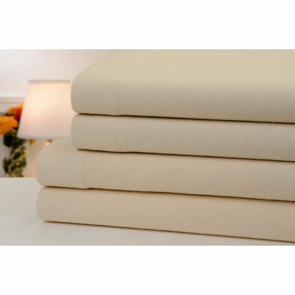 Bibb Home Solid Flannel 4 Piece Sheet Set - King - Beige 1130KGBEI